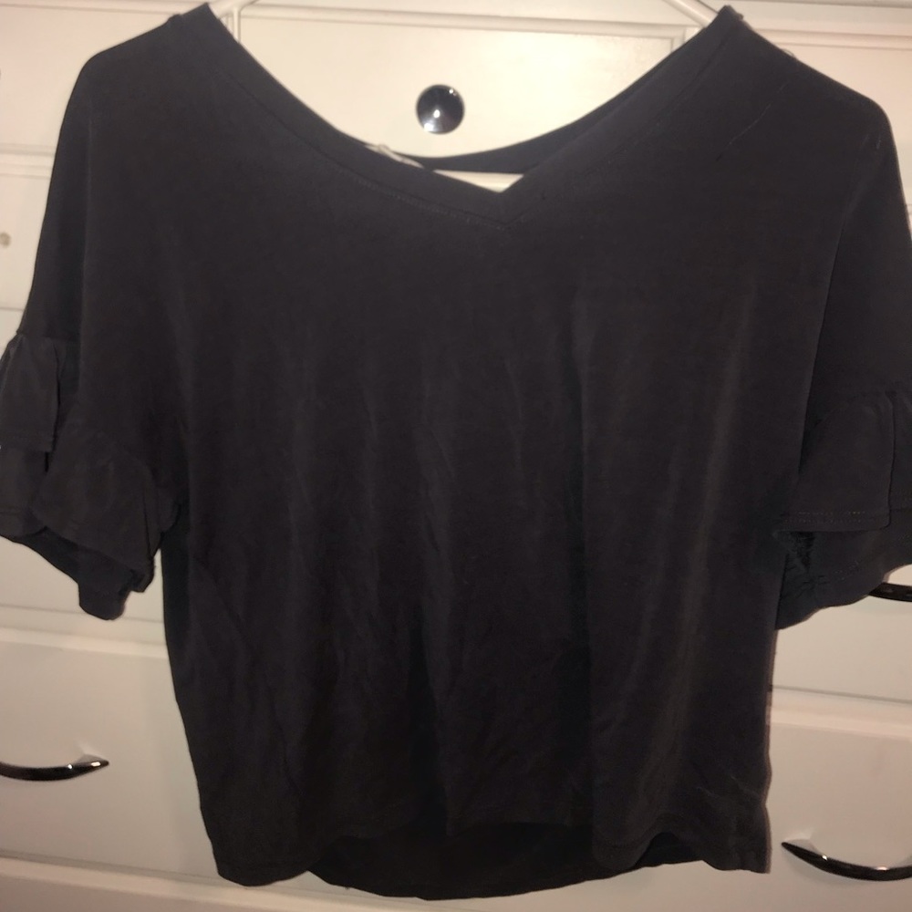 Pink rose T-shirt flare sleeves